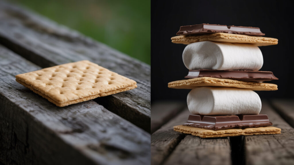 Comparison of original plain graham cracker and modern s’mores ingredients