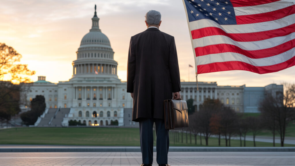 Tribute image of Gerry Connolly from behind, facing Capitol