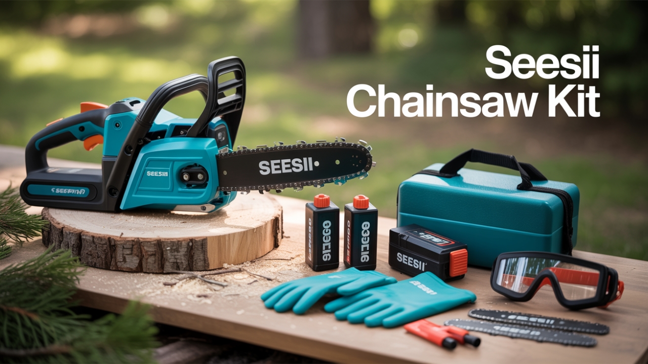 Seesii Mini Chainsaw Cordless 6-inch Kit with Batteries and Accessories