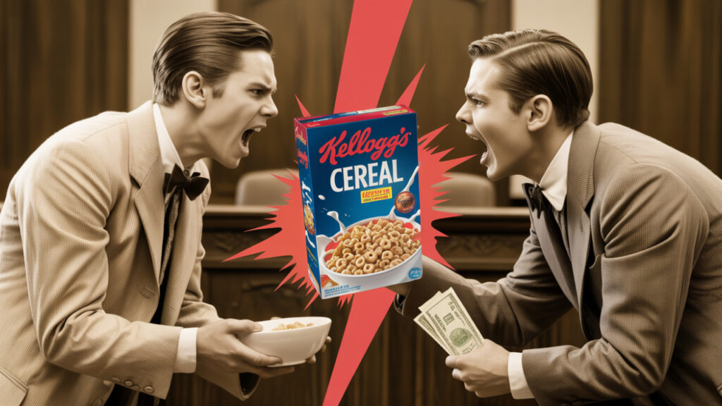 Two early 1900s brothers argue over a cereal box in court