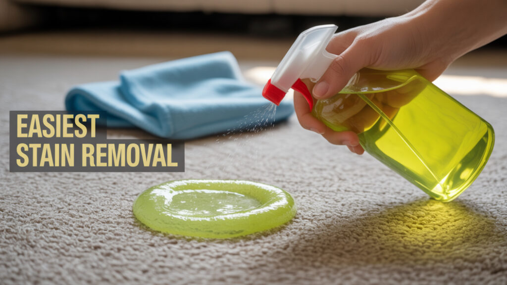 Cleaning slime stain with vinegar and water
