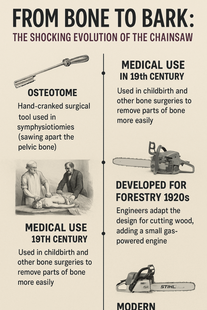 From Bone to Bark: Chainsaw Evolution Infographic