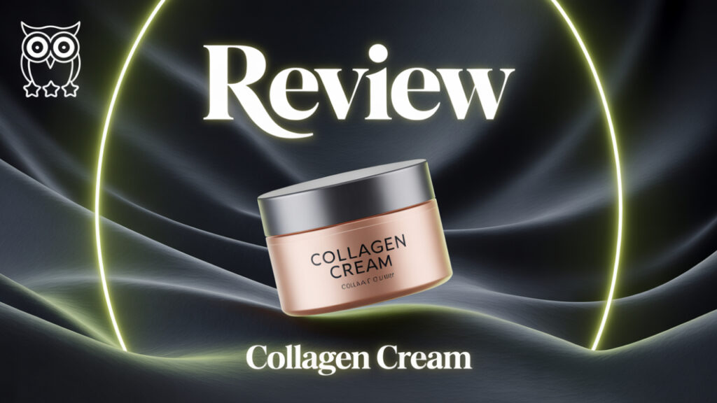 Collagen cream jar on a dark background with dynamic lighting highlighting its elegance and luxurious appeal.