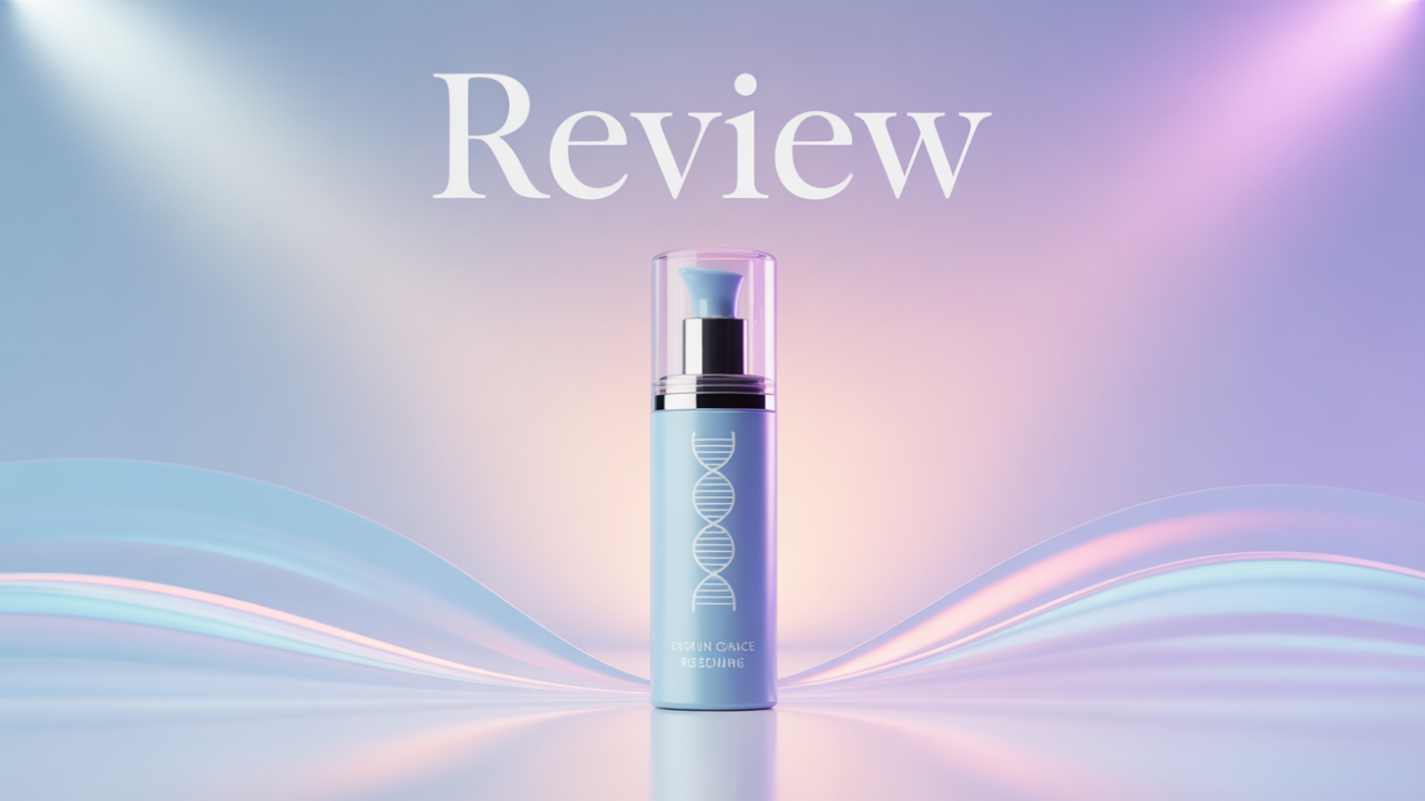Abstract representation of a skincare bottle with soft lighting and glow.