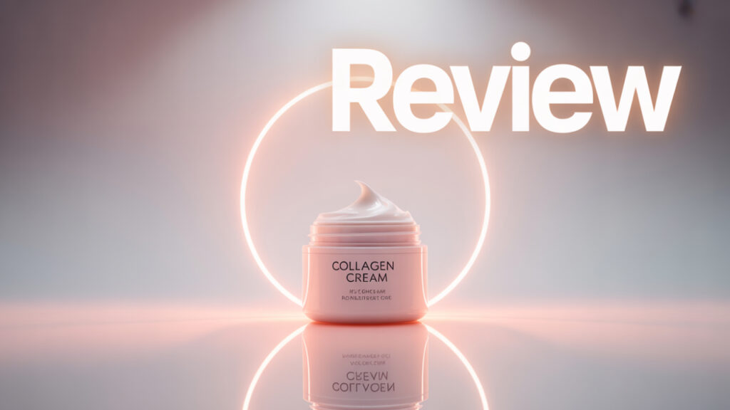 First Aid Collagen Cream with soft lighting and a glowing ring around the product.