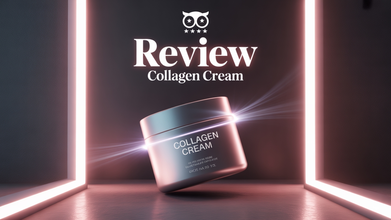 Collagen cream jar with soft lighting and minimalistic design