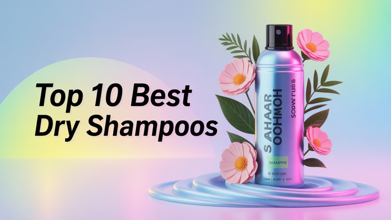 Top 10 Best Dry Shampoos Illustration of dry shampoo with abstract hair graphics
